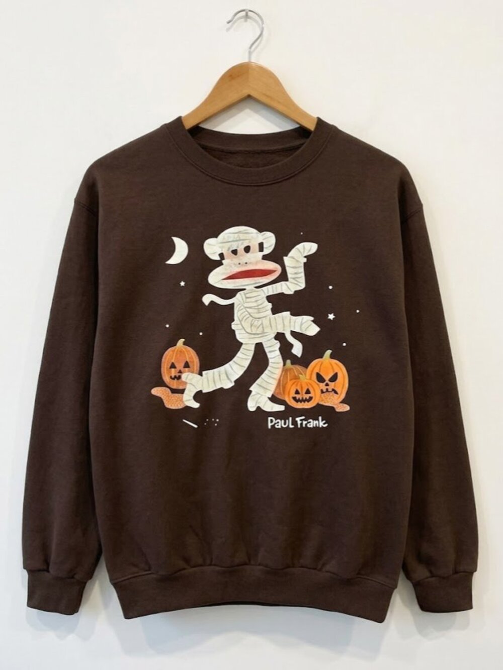 Paul Frank Monkey Halloween Graphic Sweatshirt, Vintage Cute Retro Pullover, Uni